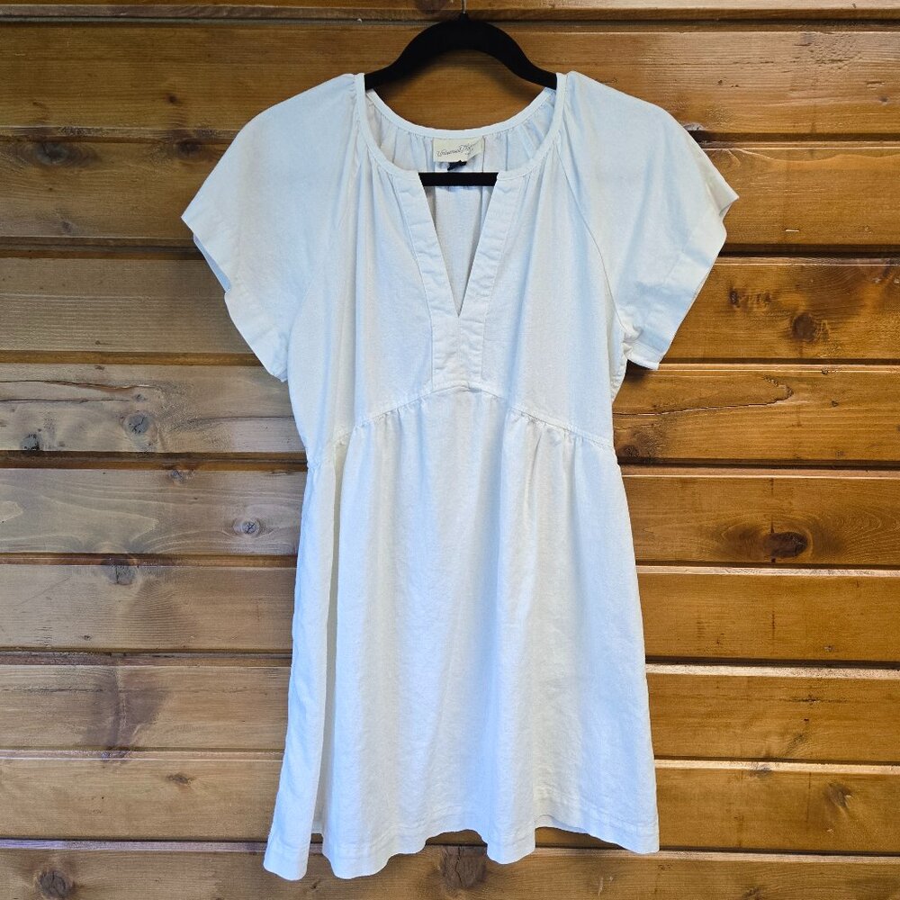 Universal Thread Linen Blend Peasant Style Tunic with Side Pockets White XS